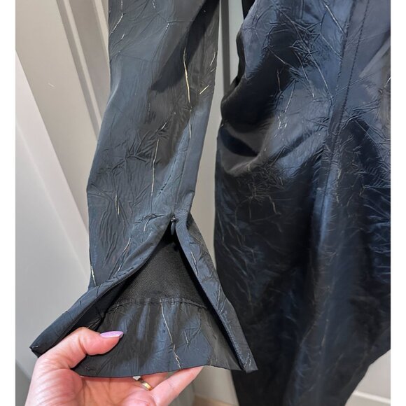 ZARA Black Round Neck Long Sleeves Wrinkled Fabric Open Back Midi Dress SzXL New - Picture 9 of 14